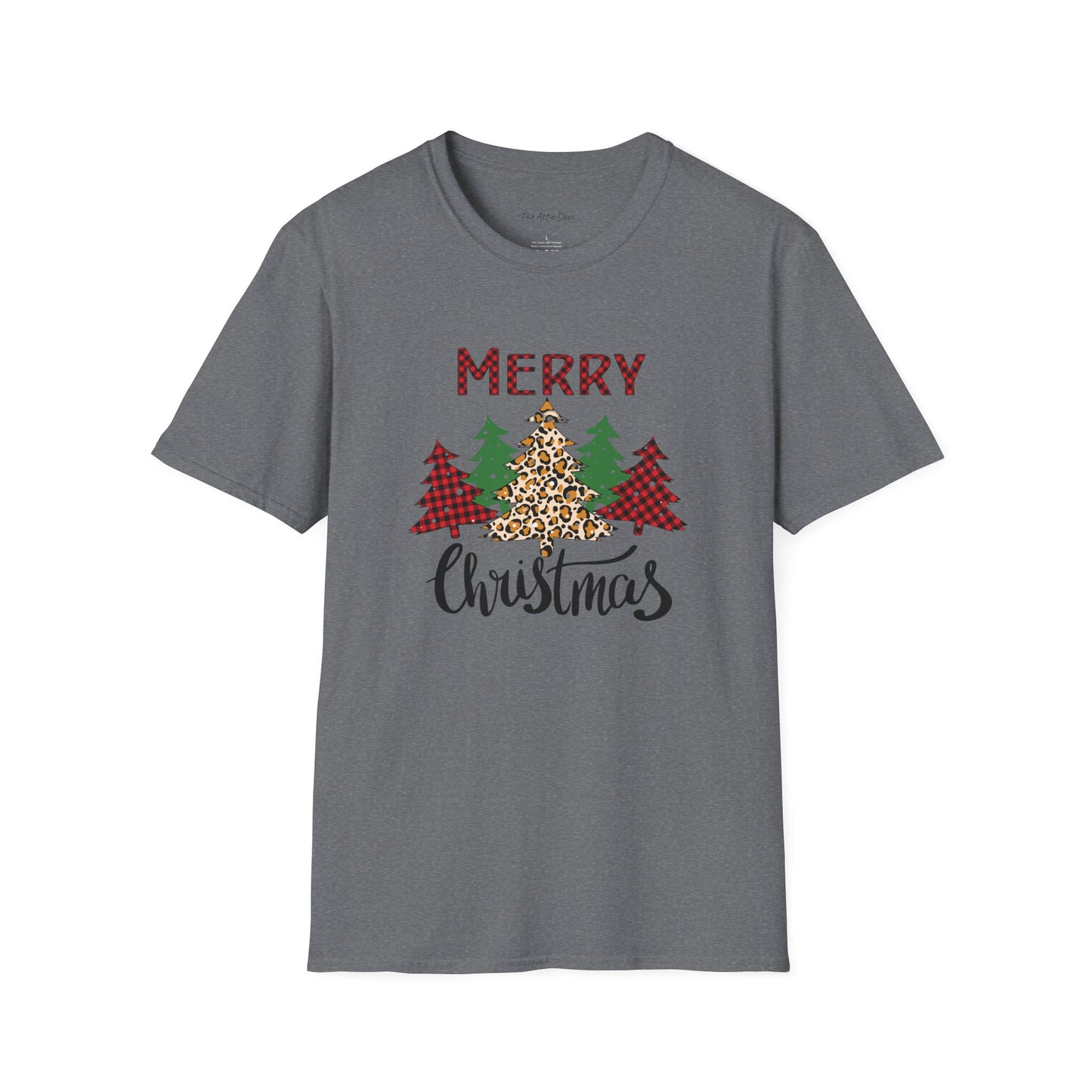 Merry Christmas-Leopard Print Softstyle Tree T-Shirt