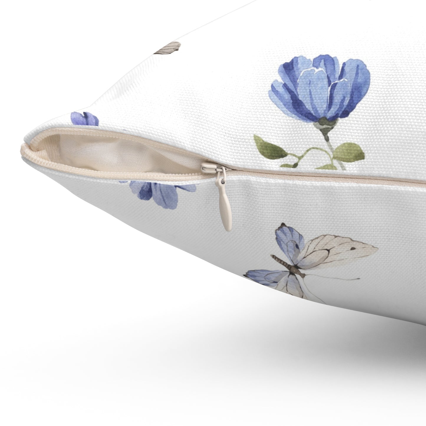 Blue Butterfly Floral Pillow