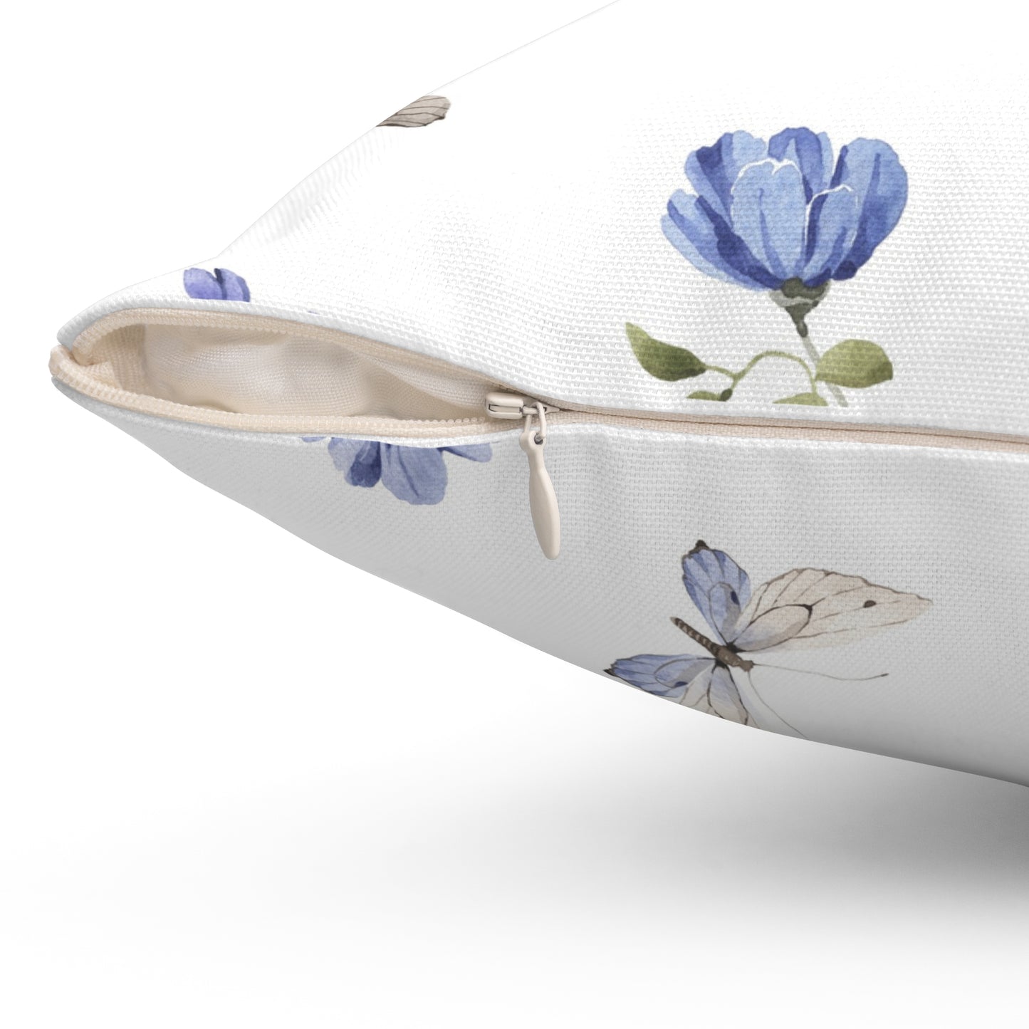 Blue Butterfly Floral Pillow