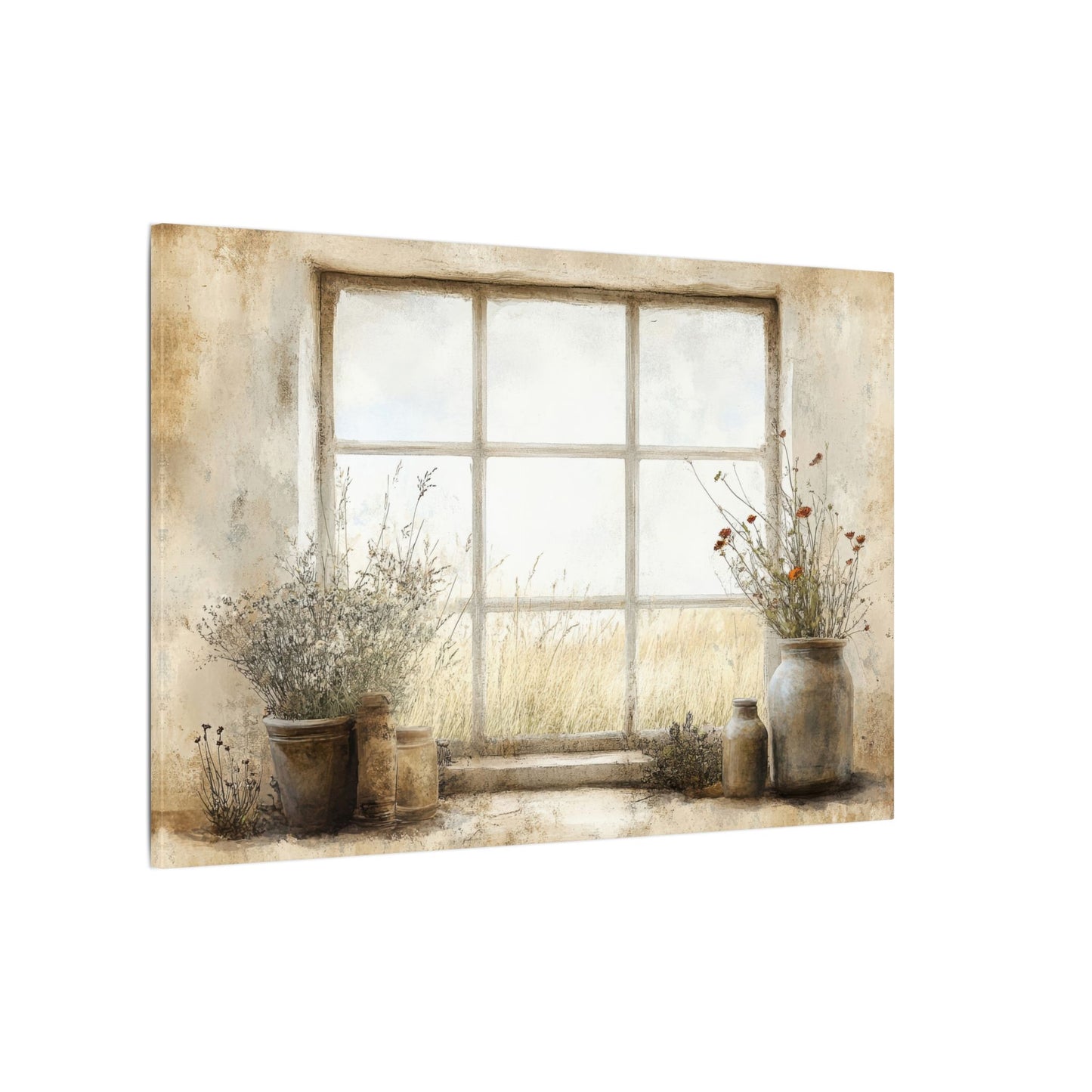 Window Flowers Canvas Wall Art