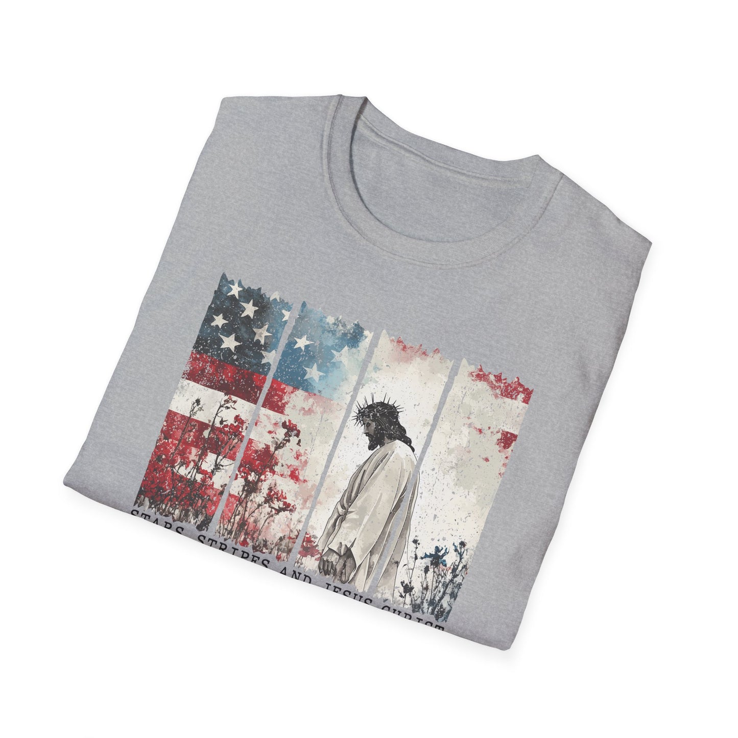 Jesus, Stars & Stripes Softstyle T-shirt