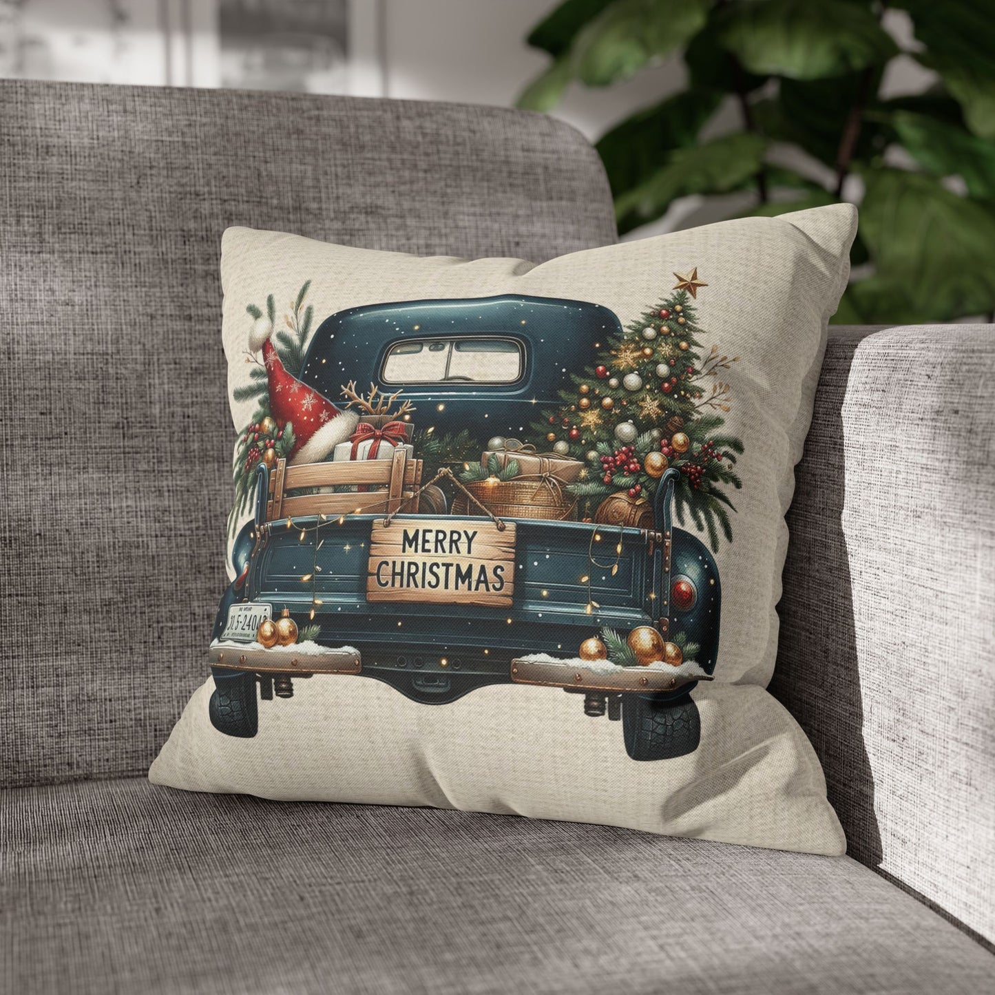 Dark Blue Truck Bed Series Throw Pillow Cover