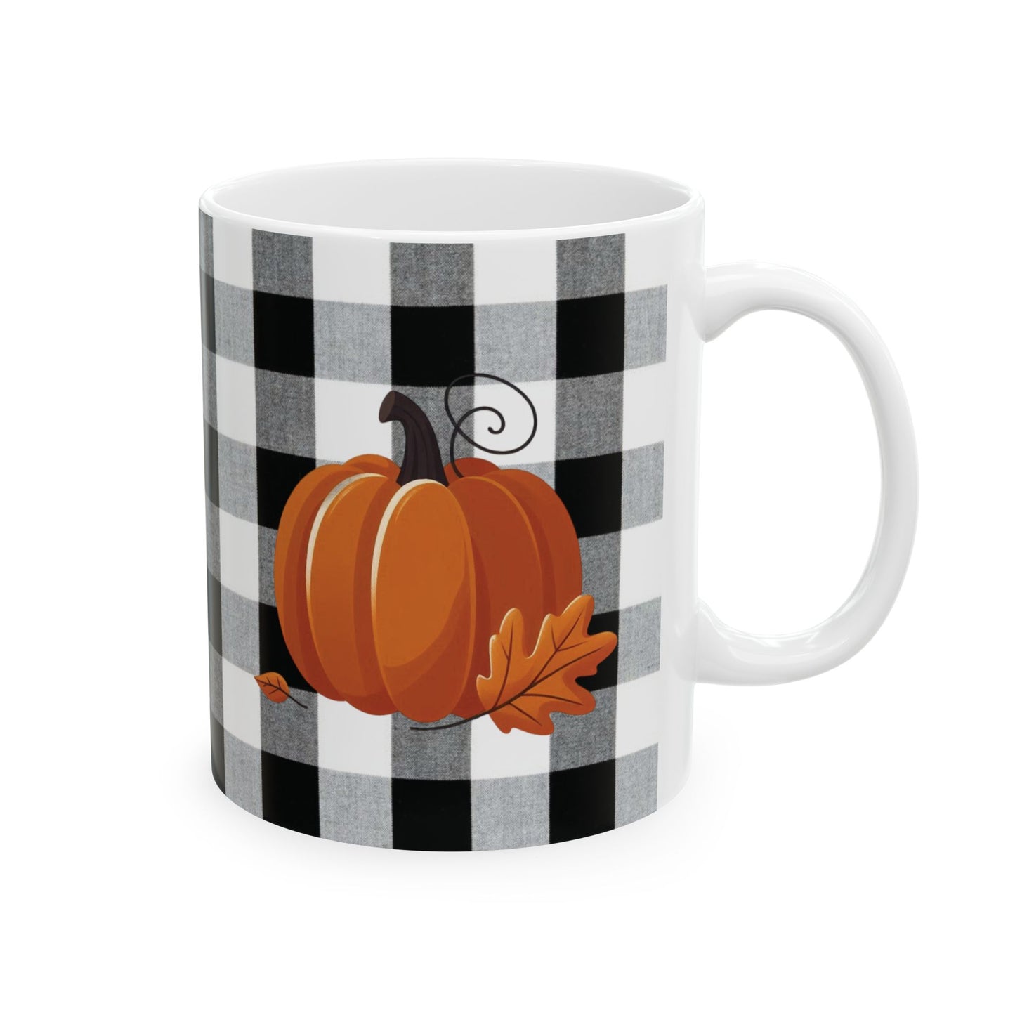 Gingham Pumpkin Coffee Mug 11oz