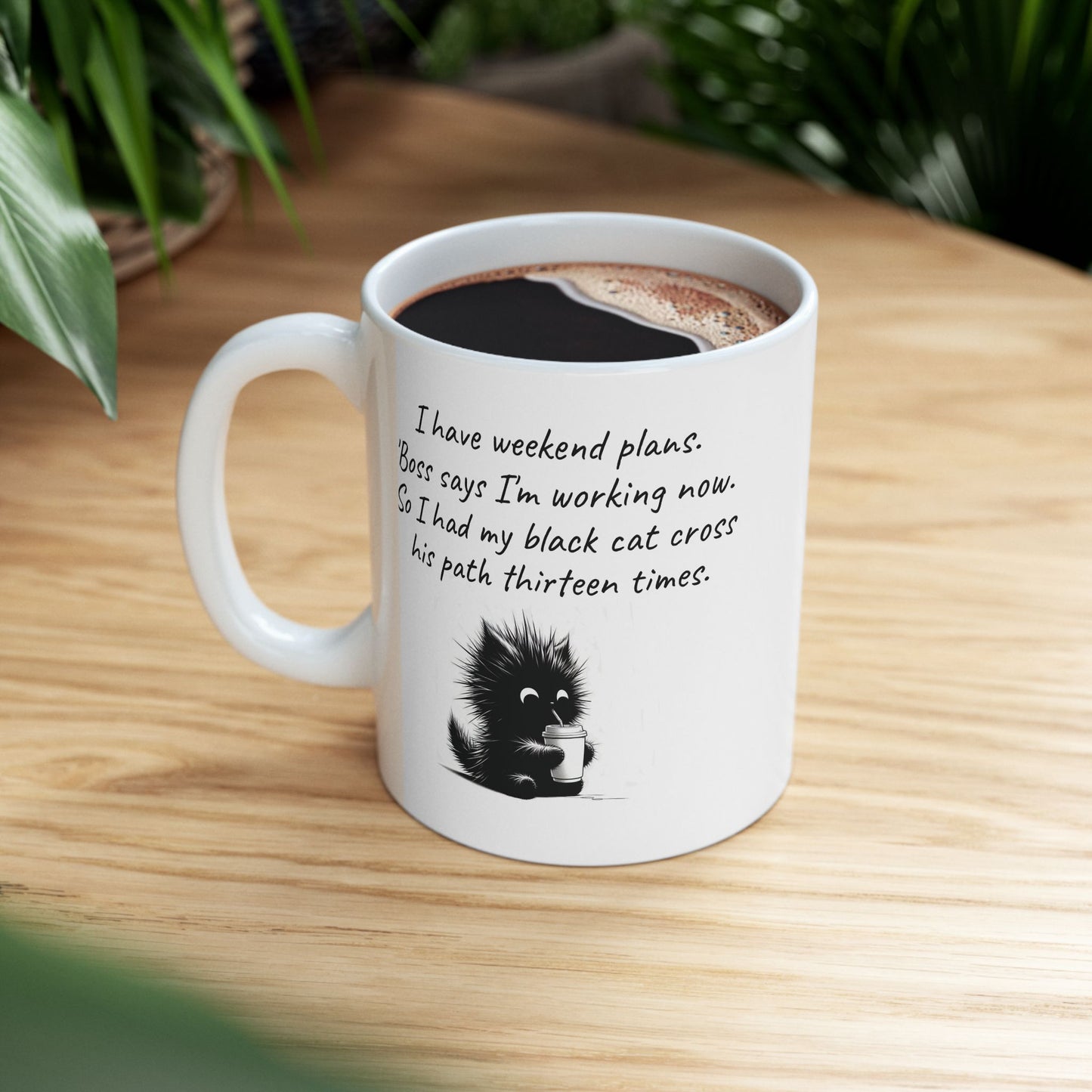 Black Kitten w/Coffee 11oz Coffee Mug