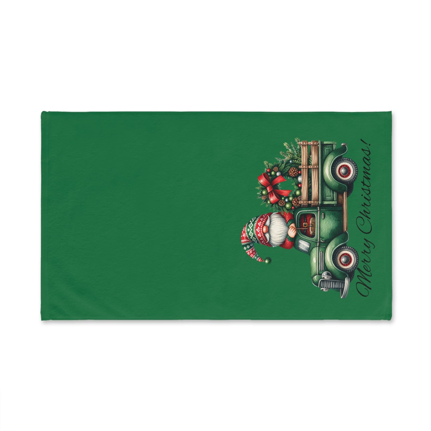 Gnome in a Truck Hand Towel-Green