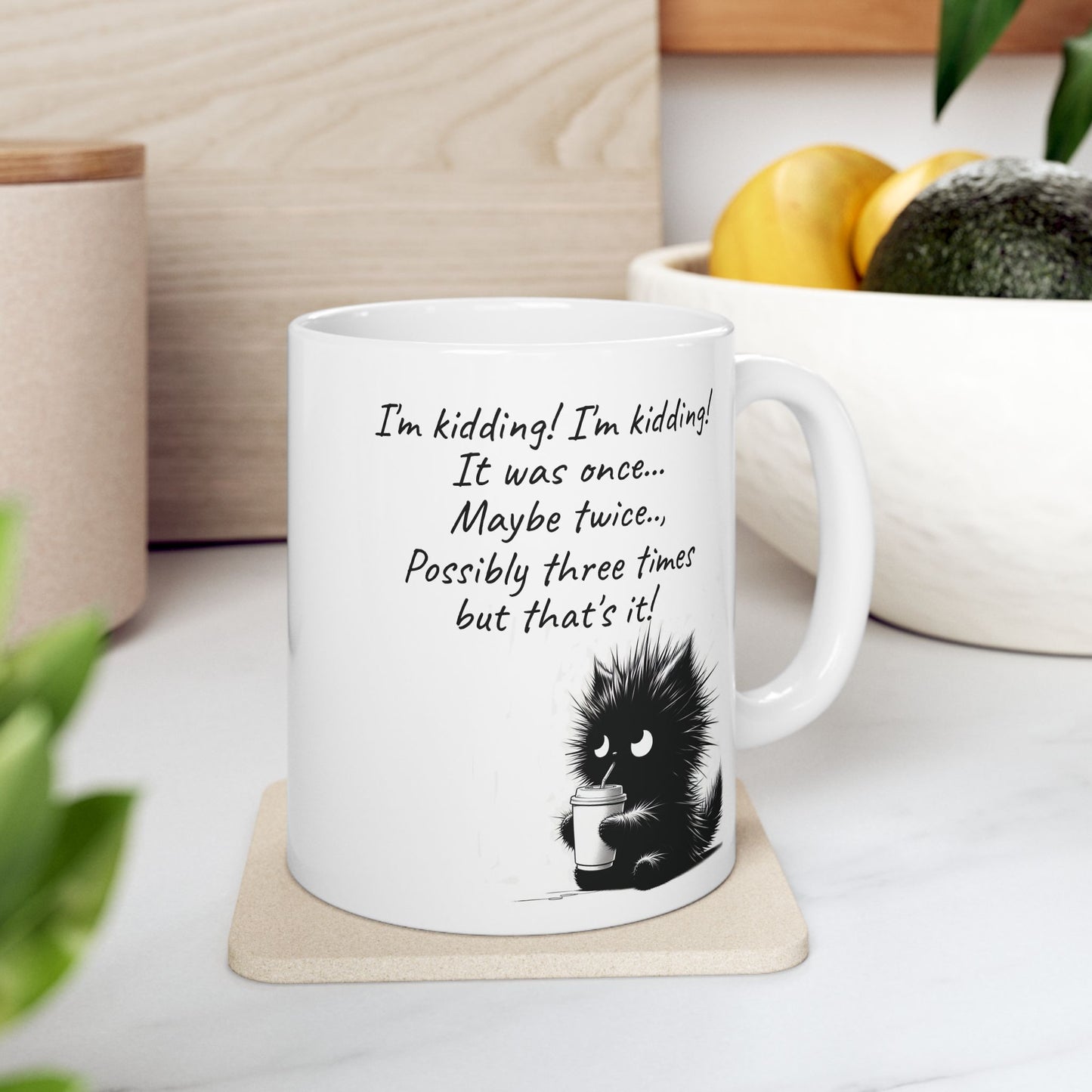 Black Kitten w/Coffee 11oz Coffee Mug