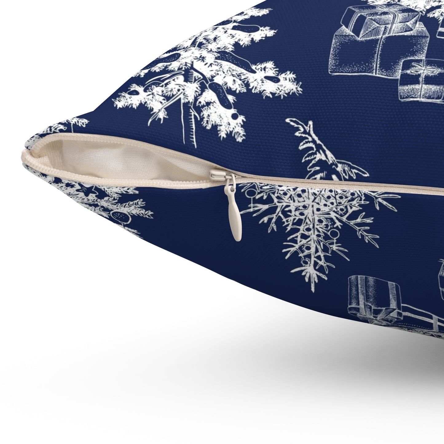 Snowy Trees Throw Pillow-Dark Blue