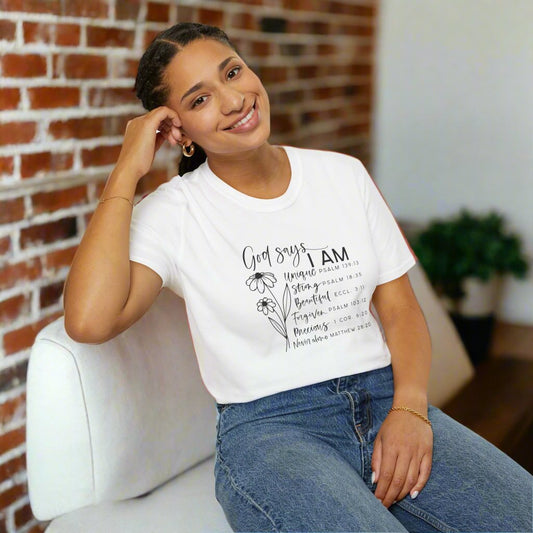 God Says I Am Softstyle T-Shirt