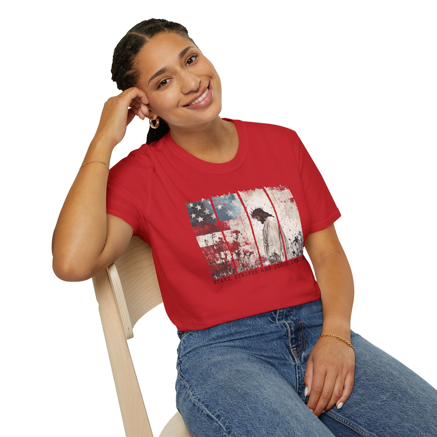 Jesus, Stars & Stripes Softstyle T-shirt