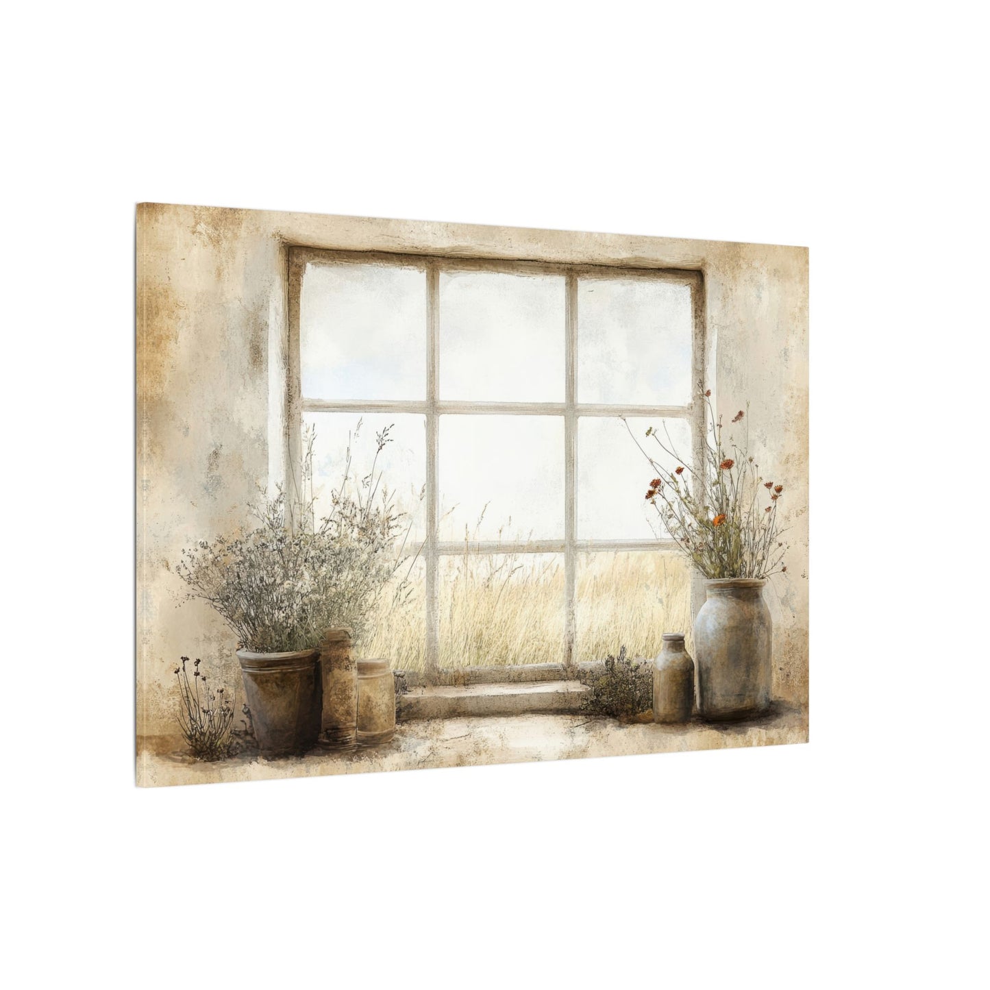 Window Flowers Canvas Wall Art