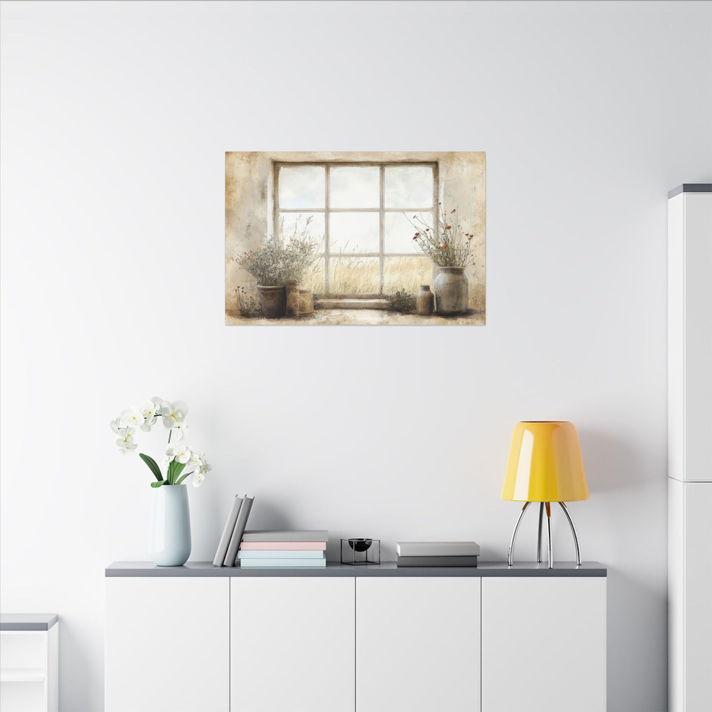 Window Flowers Canvas Wall Art