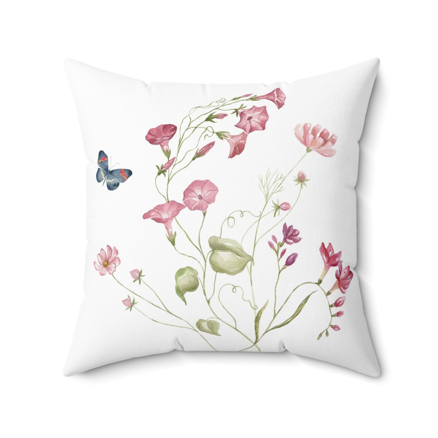 Pink Floral Spray Throw Pillow