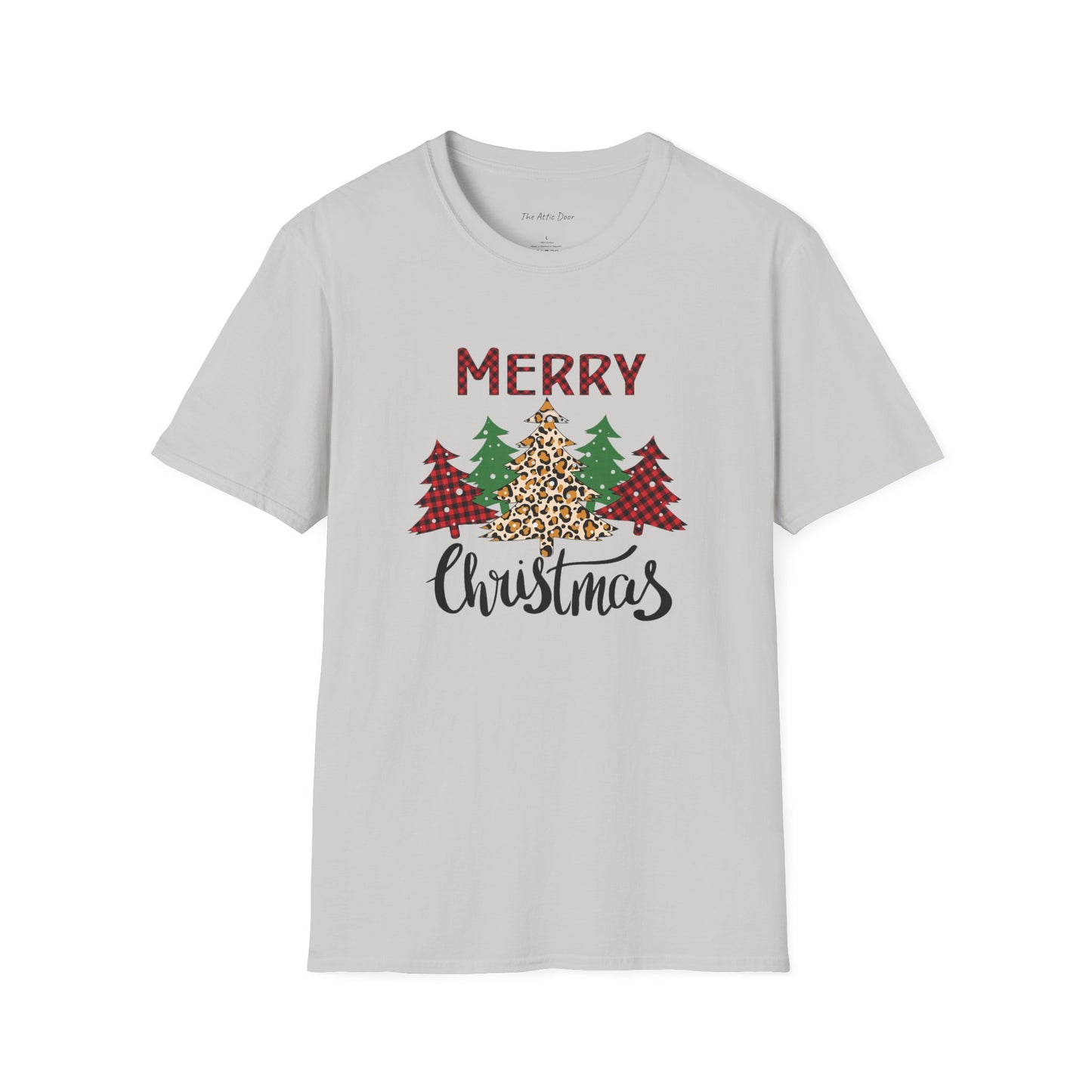 Merry Christmas-Leopard Print Softstyle Tree T-Shirt