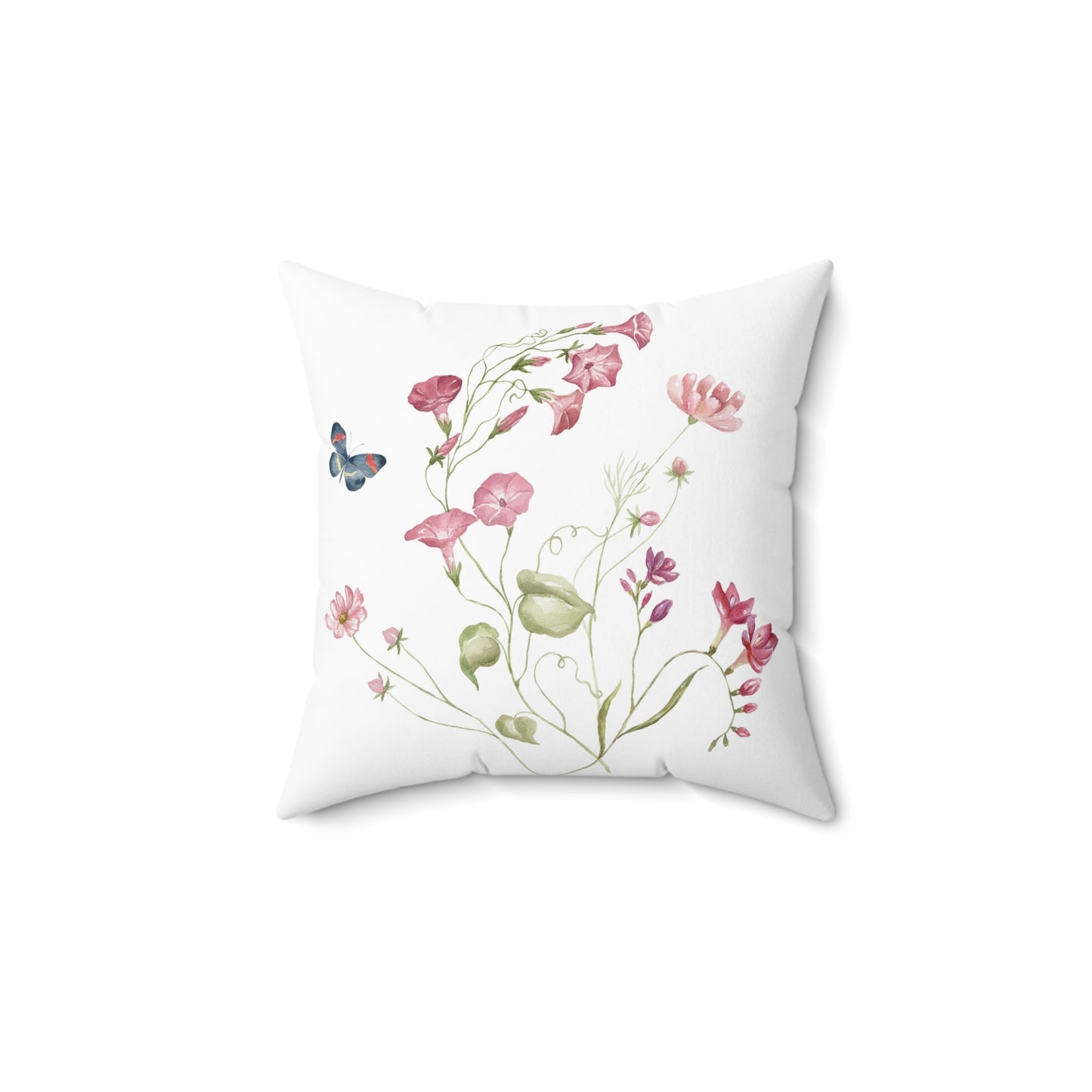 Pink Floral Spray Throw Pillow