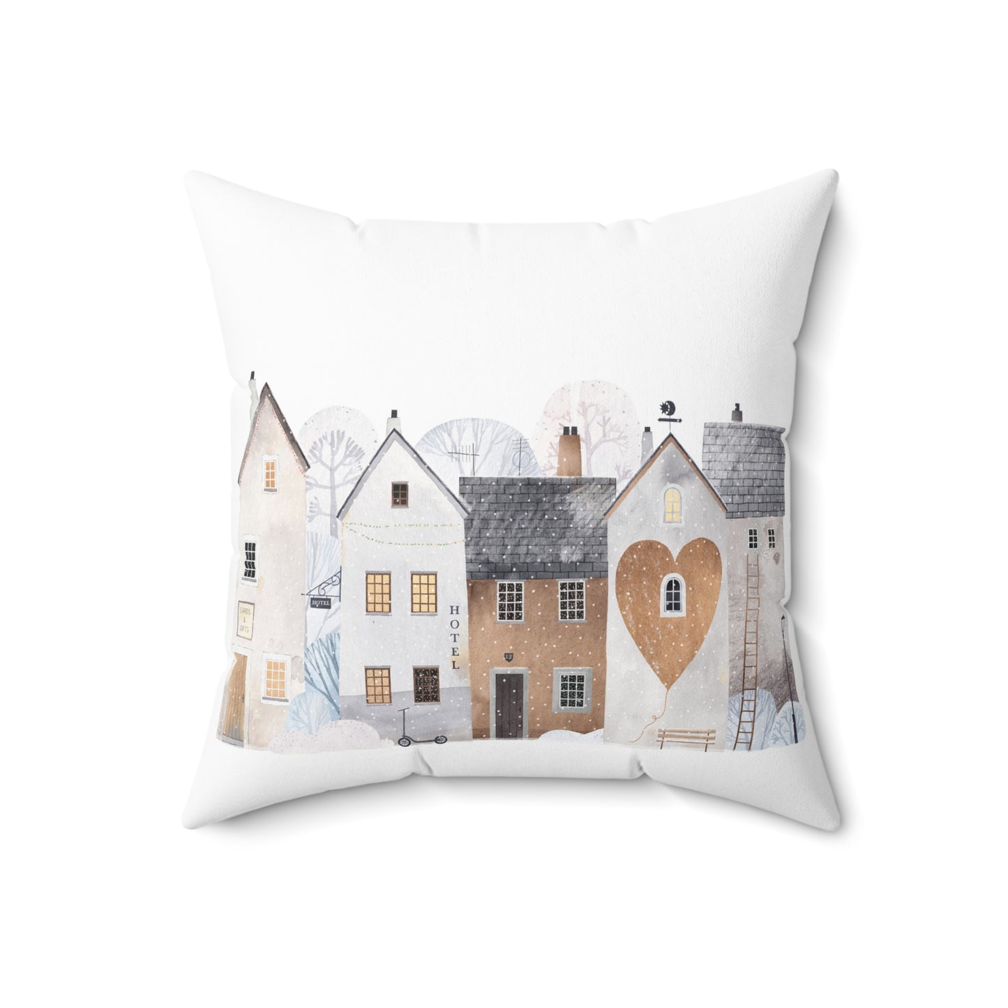 Old Time Village Throw Pillow