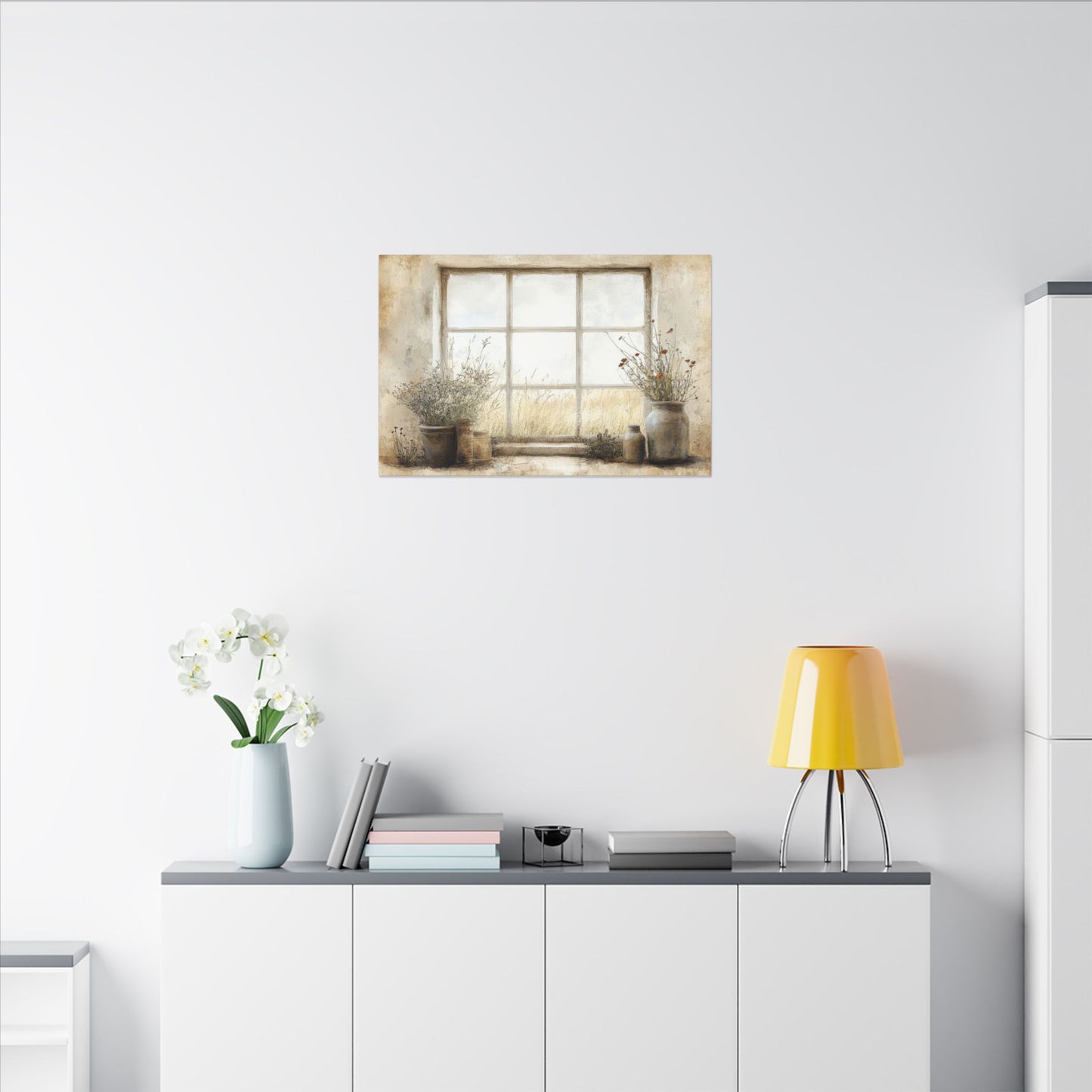 Window Flowers Canvas Wall Art