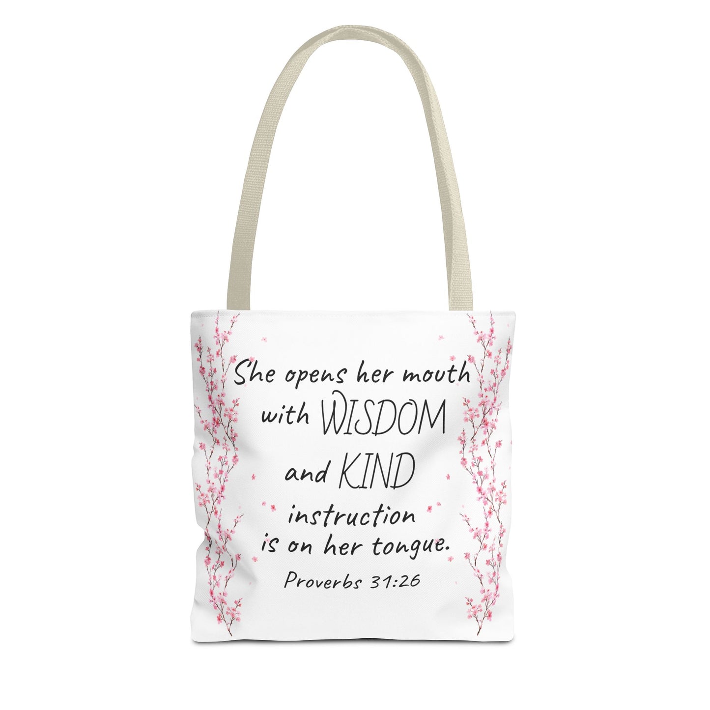 Proverbs 31:26 2 Sided Tote