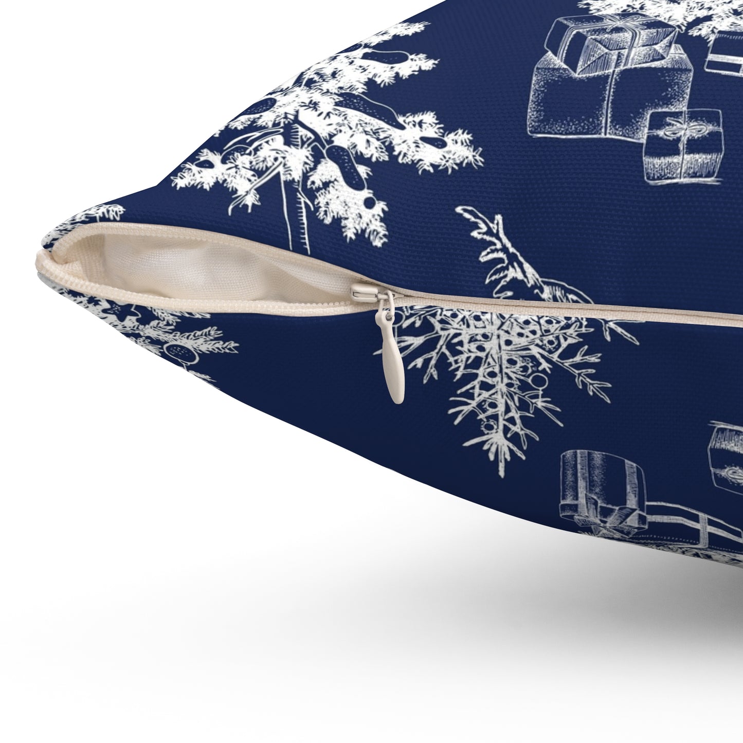 Snowy Trees Throw Pillow-Dark Blue