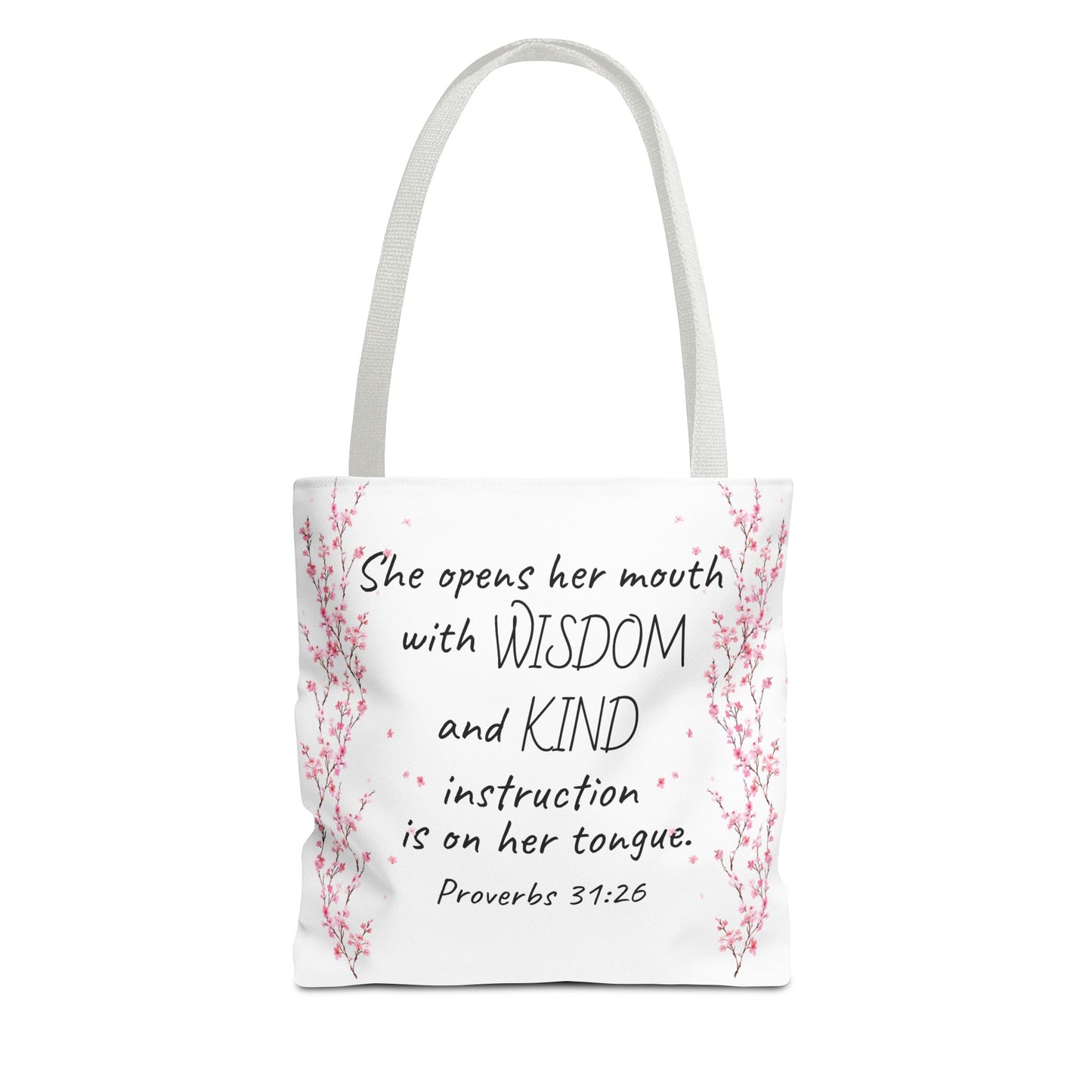 Proverbs 31:26 2 Sided Tote