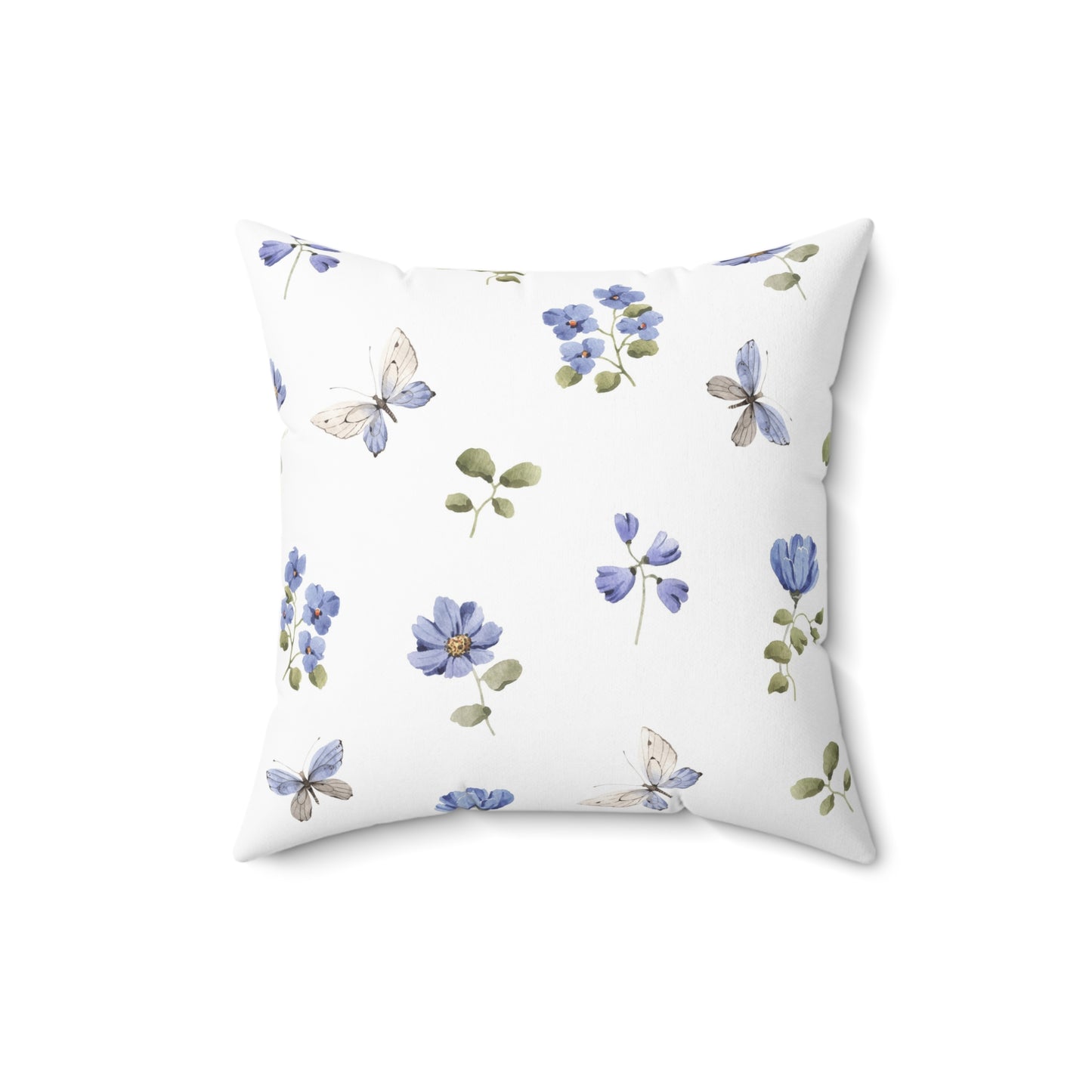 Blue Butterfly Floral Pillow