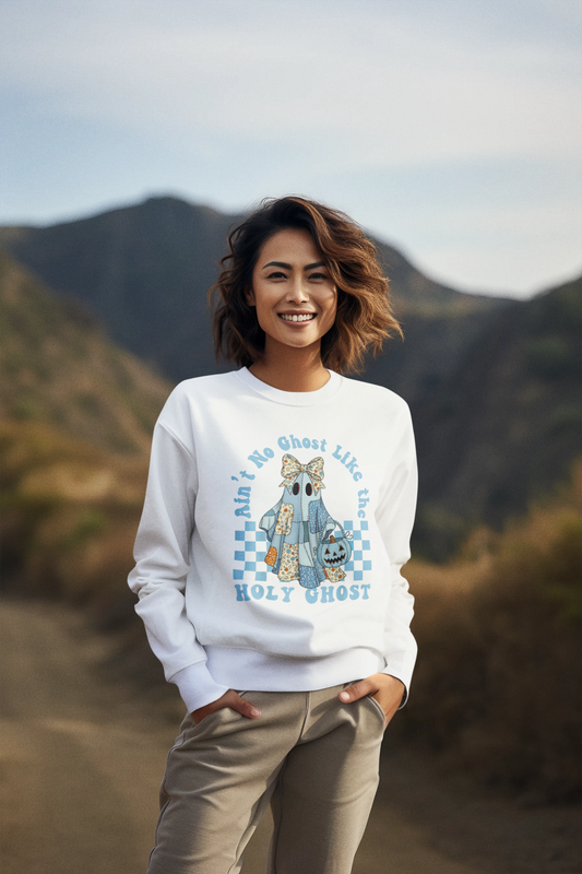 Patchwork Holy Ghost Midweight Softstyle Fleece Crewneck Sweatshirt