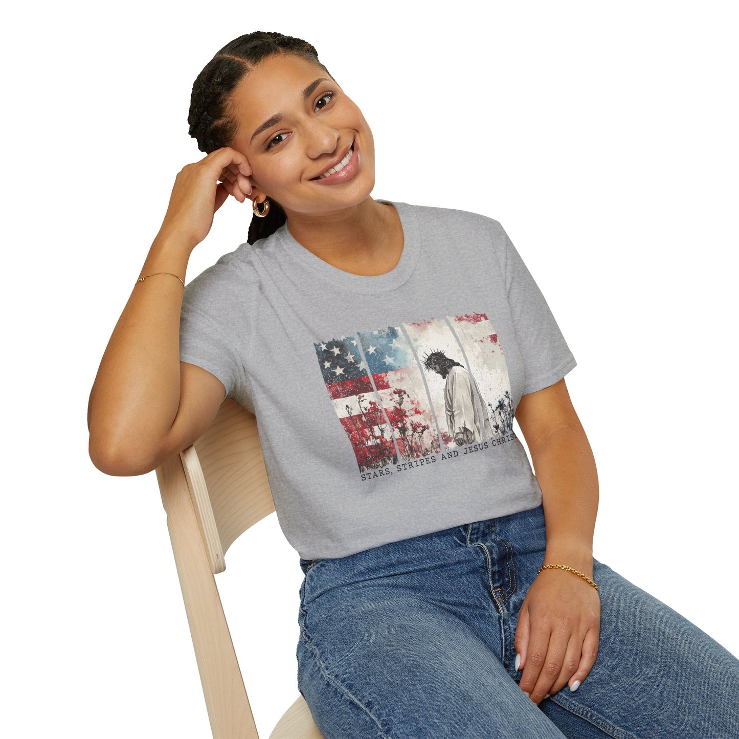 Jesus, Stars & Stripes Softstyle T-shirt