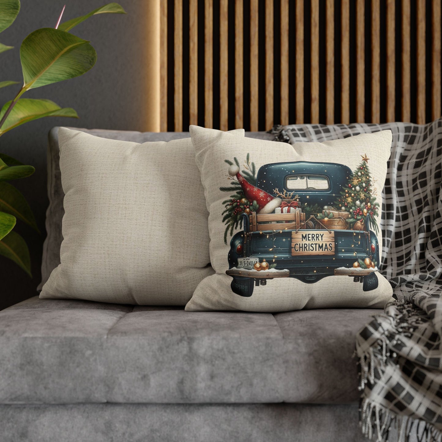 Dark Blue Truck Bed Series Throw Pillow Cover