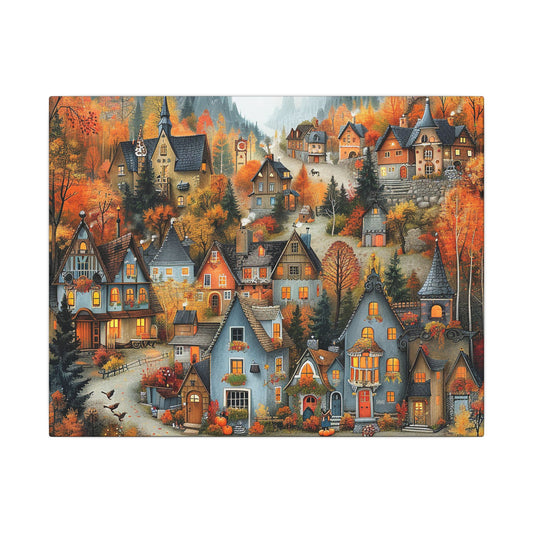 Charming Fall Village Canvas Collection #10