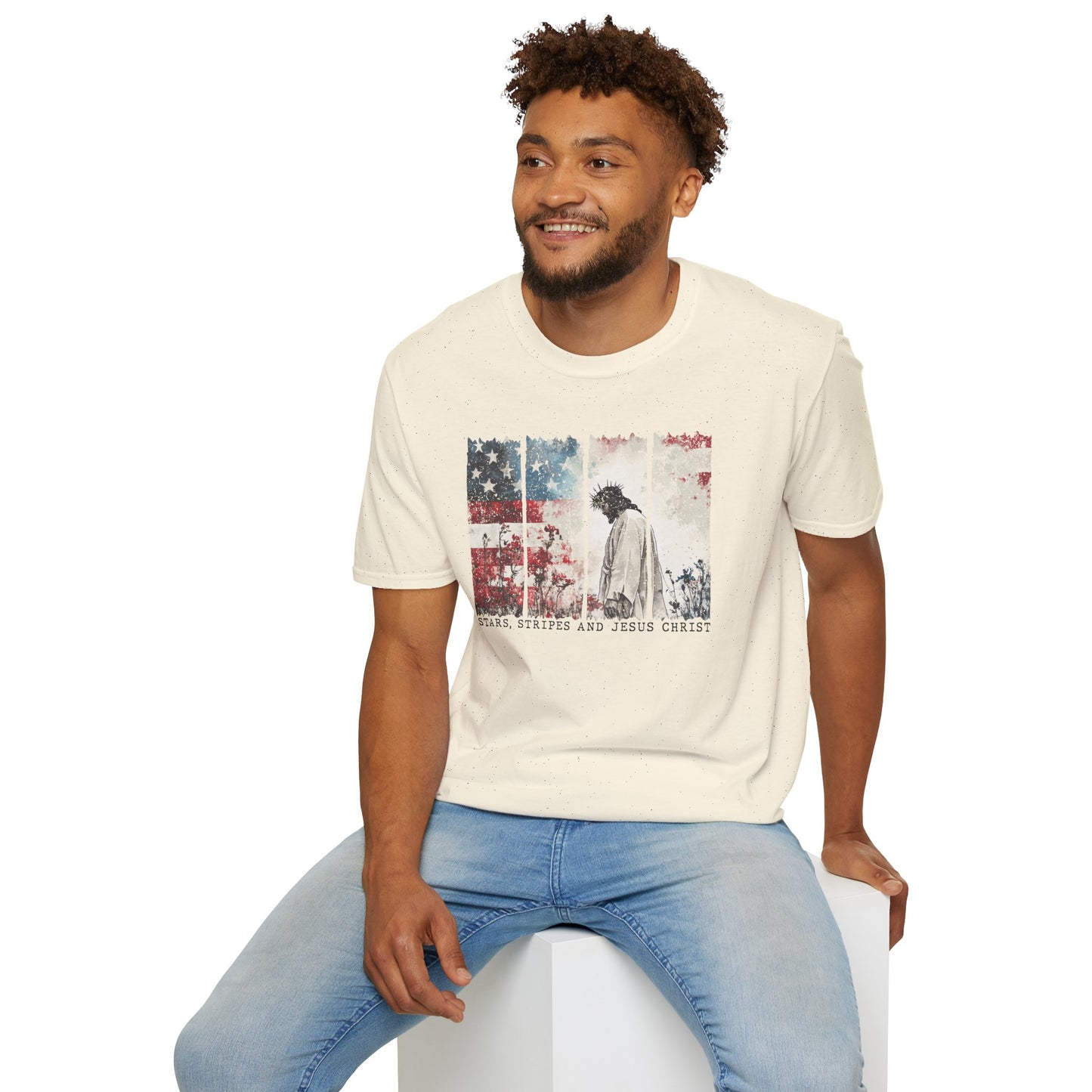 Jesus, Stars & Stripes Softstyle T-shirt