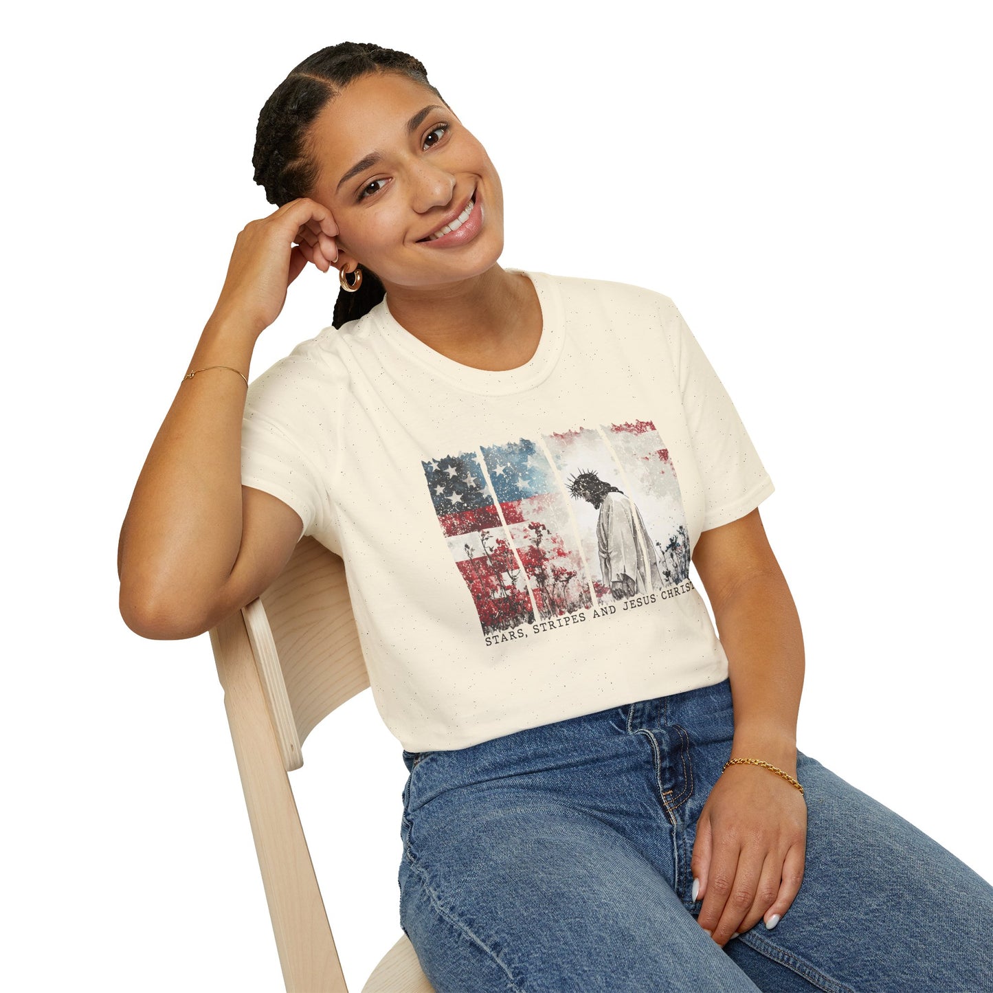 Jesus, Stars & Stripes Softstyle T-shirt