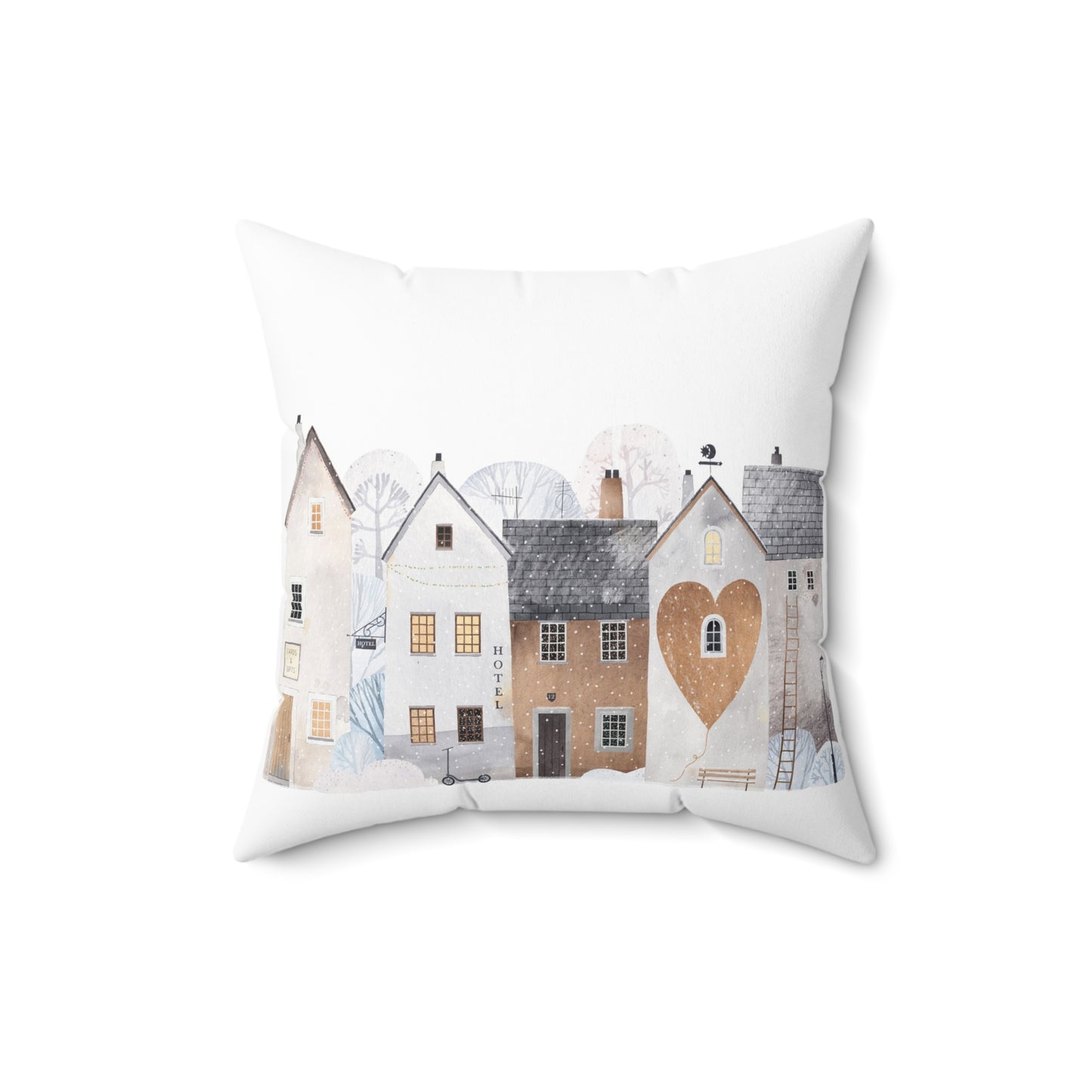 Old Time Village Throw Pillow