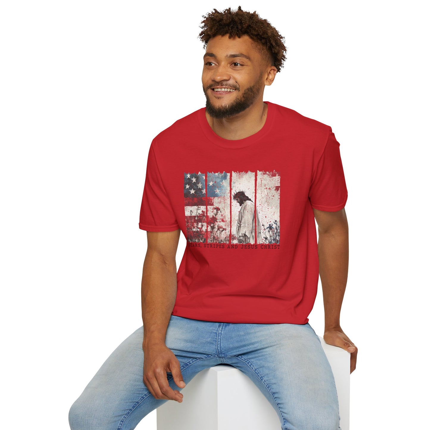 Jesus, Stars & Stripes Softstyle T-shirt