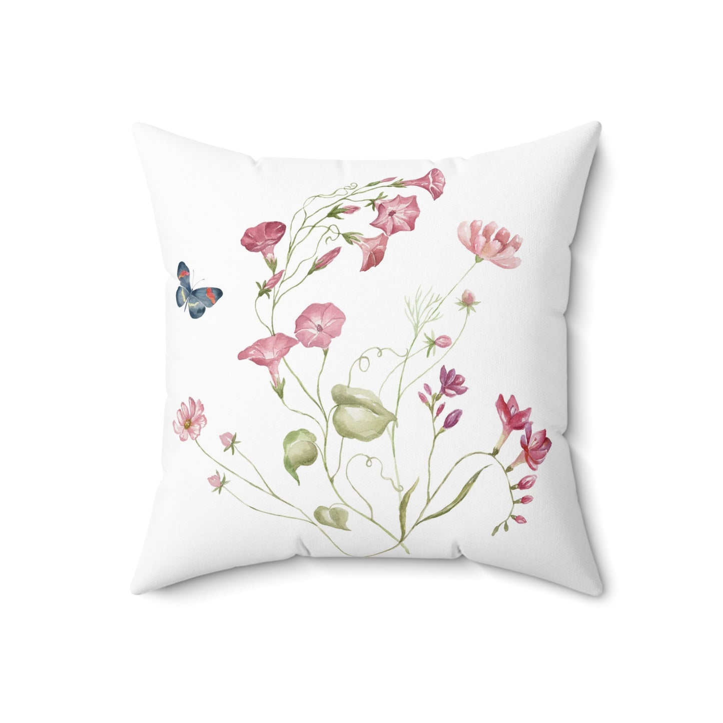 Pink Floral Spray Throw Pillow