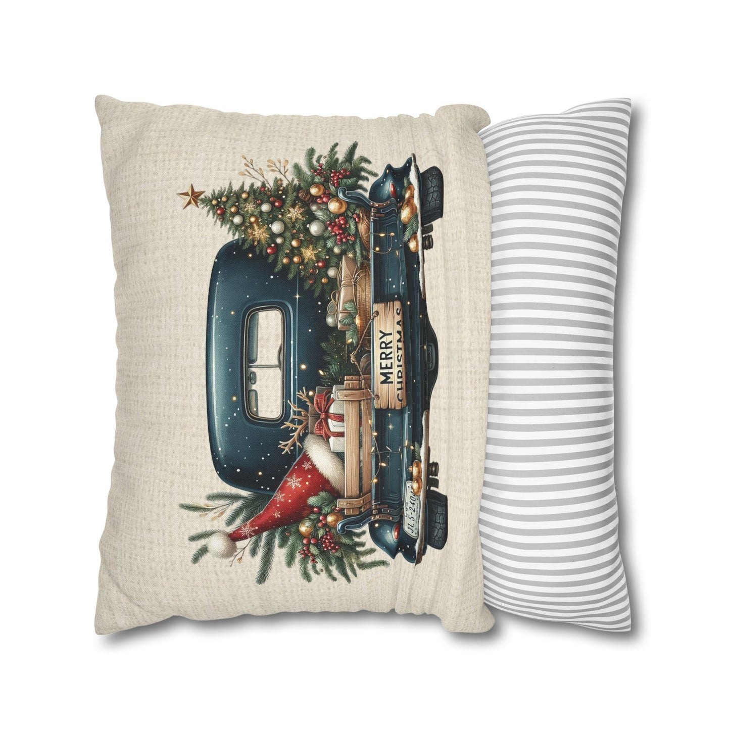 Dark Blue Truck Bed Series Throw Pillow Cover