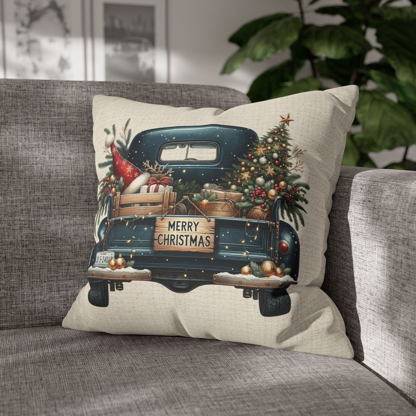 Dark Blue Truck Bed Series Throw Pillow Cover