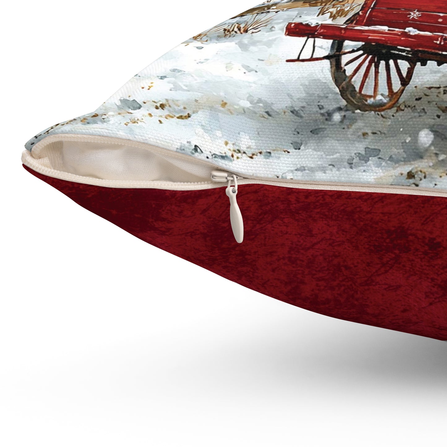 Red Wagon Christmas Throw Pillow Series-Red Christmas Barn