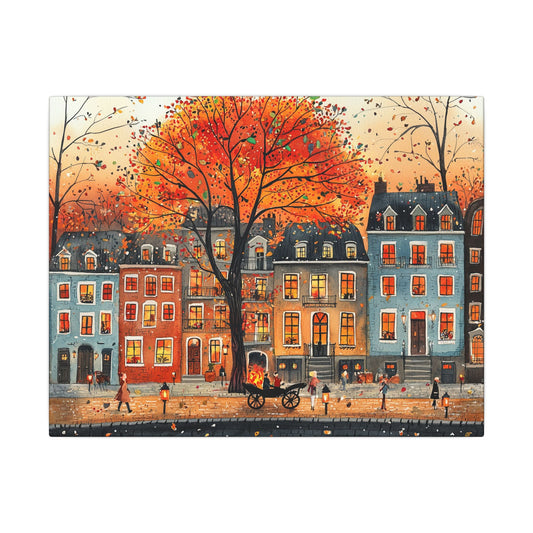 Charming Fall Village Canvas #6