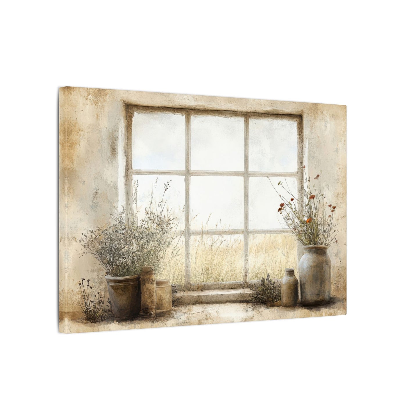 Window Flowers Canvas Wall Art