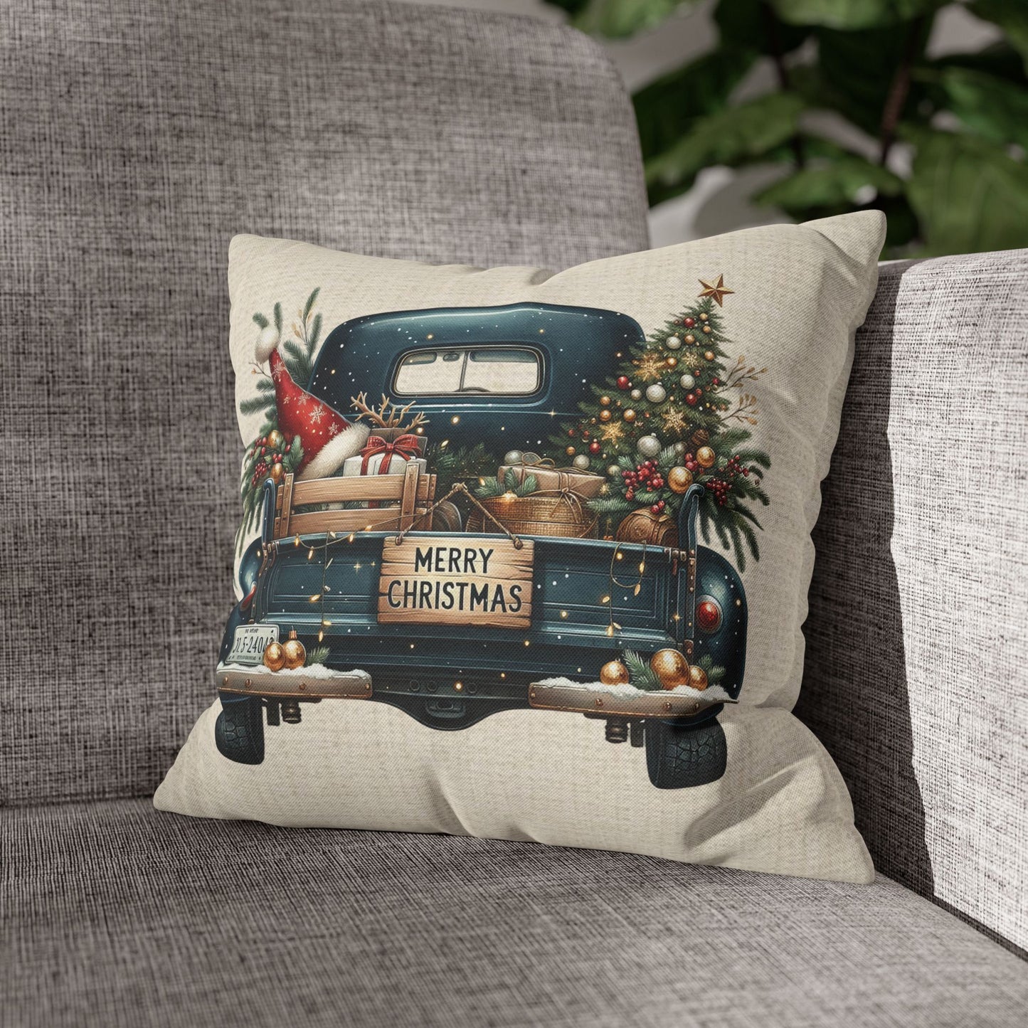 Dark Blue Truck Bed Series Throw Pillow Cover