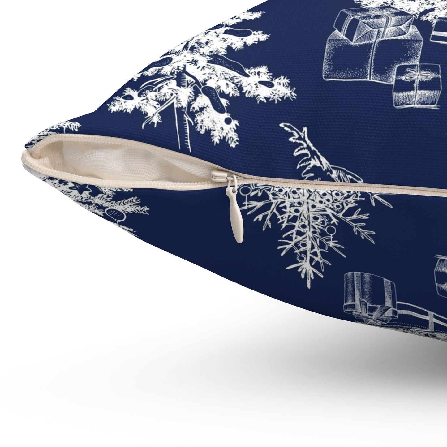 Snowy Trees Throw Pillow-Dark Blue