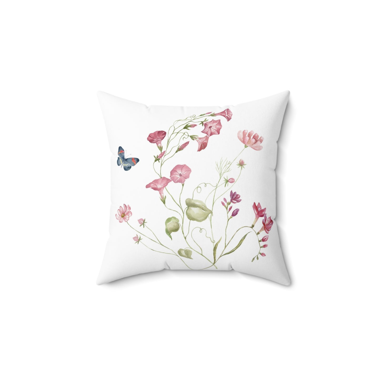 Pink Floral Spray Throw Pillow