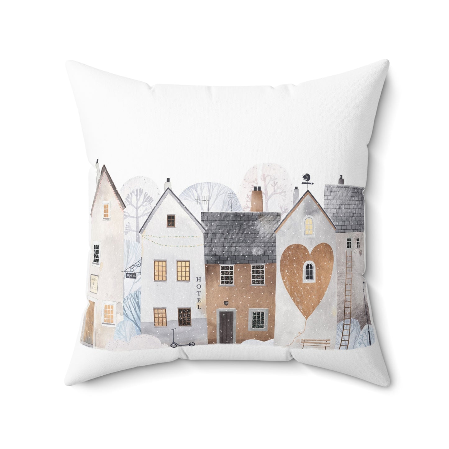 Old Time Village Throw Pillow