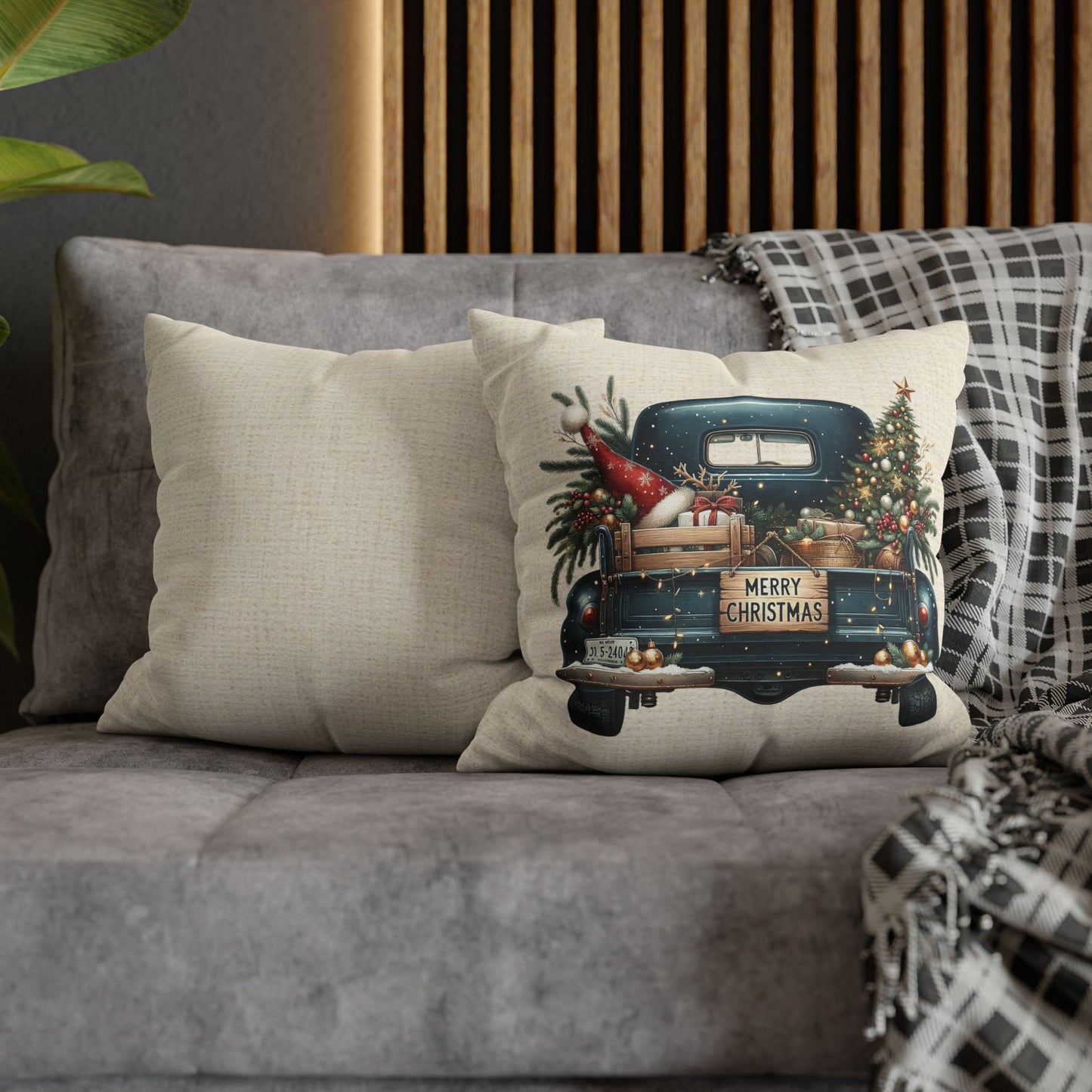 Dark Blue Truck Bed Series Throw Pillow Cover