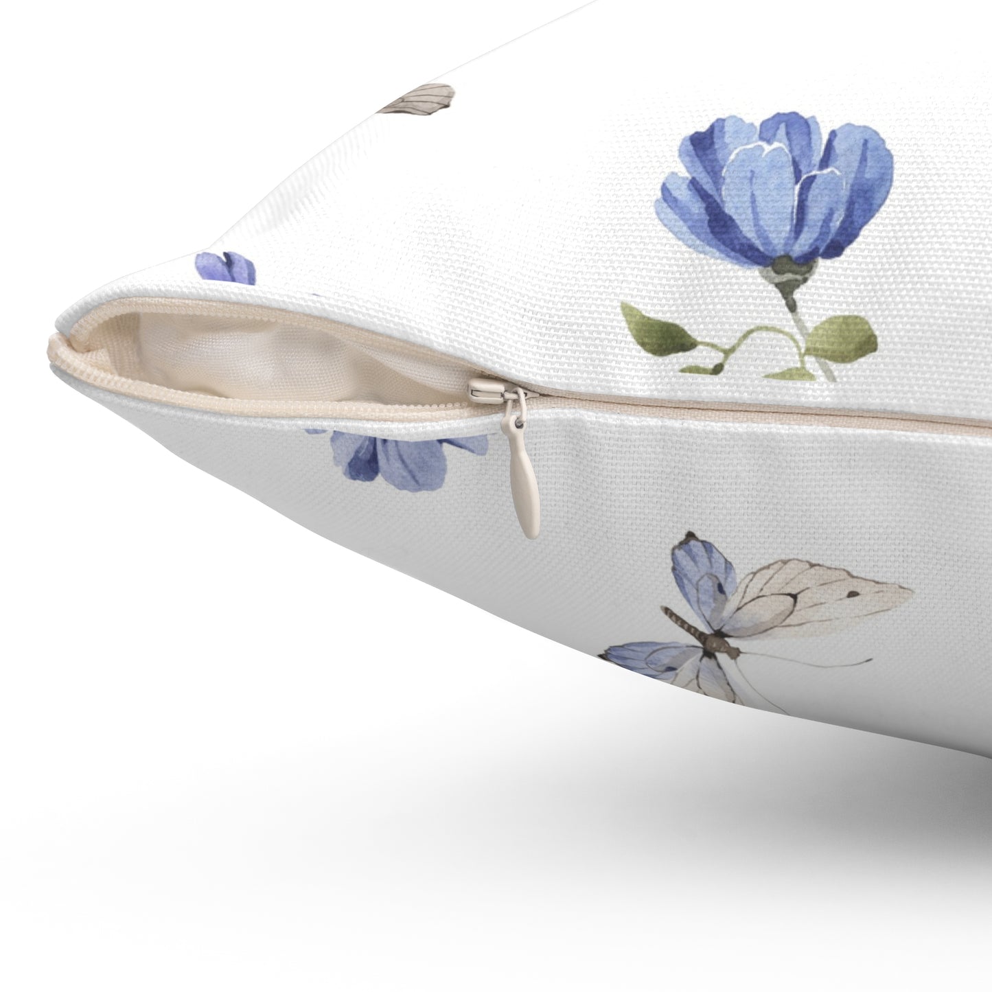 Blue Butterfly Floral Pillow