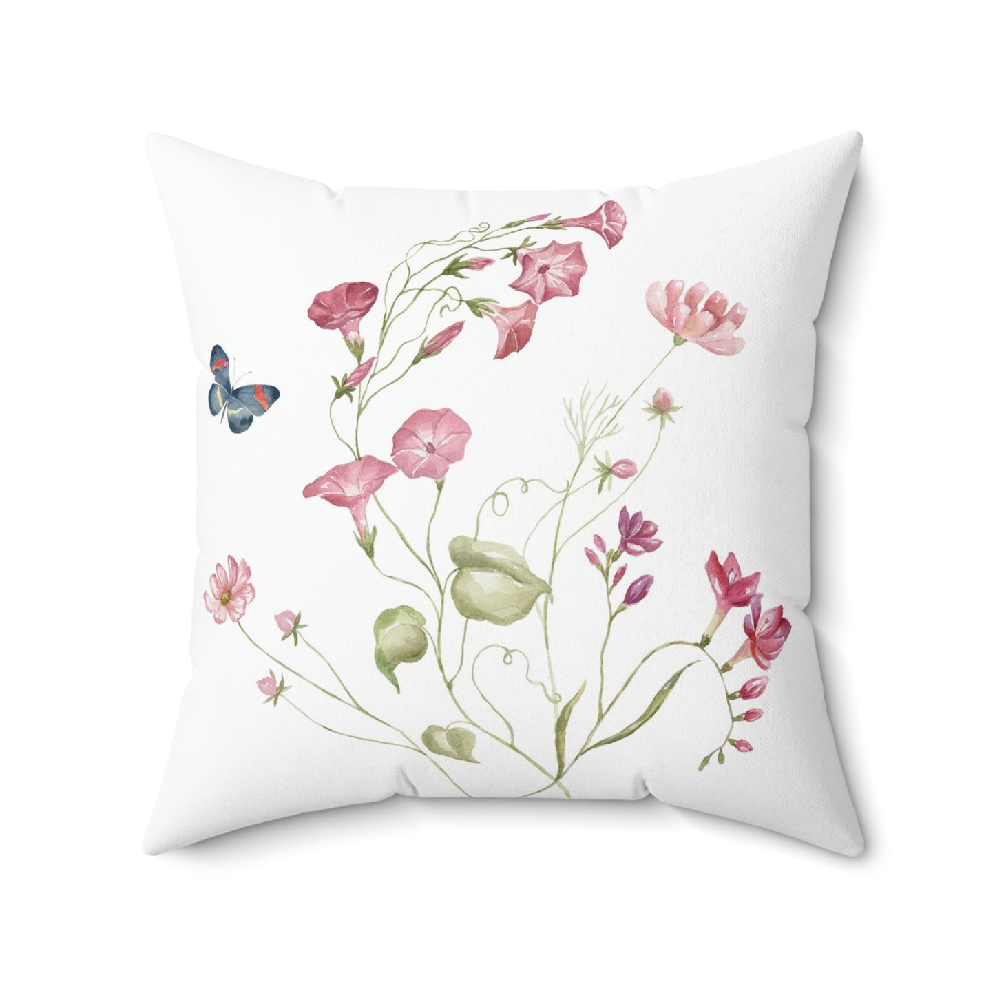 Pink Floral Spray Throw Pillow