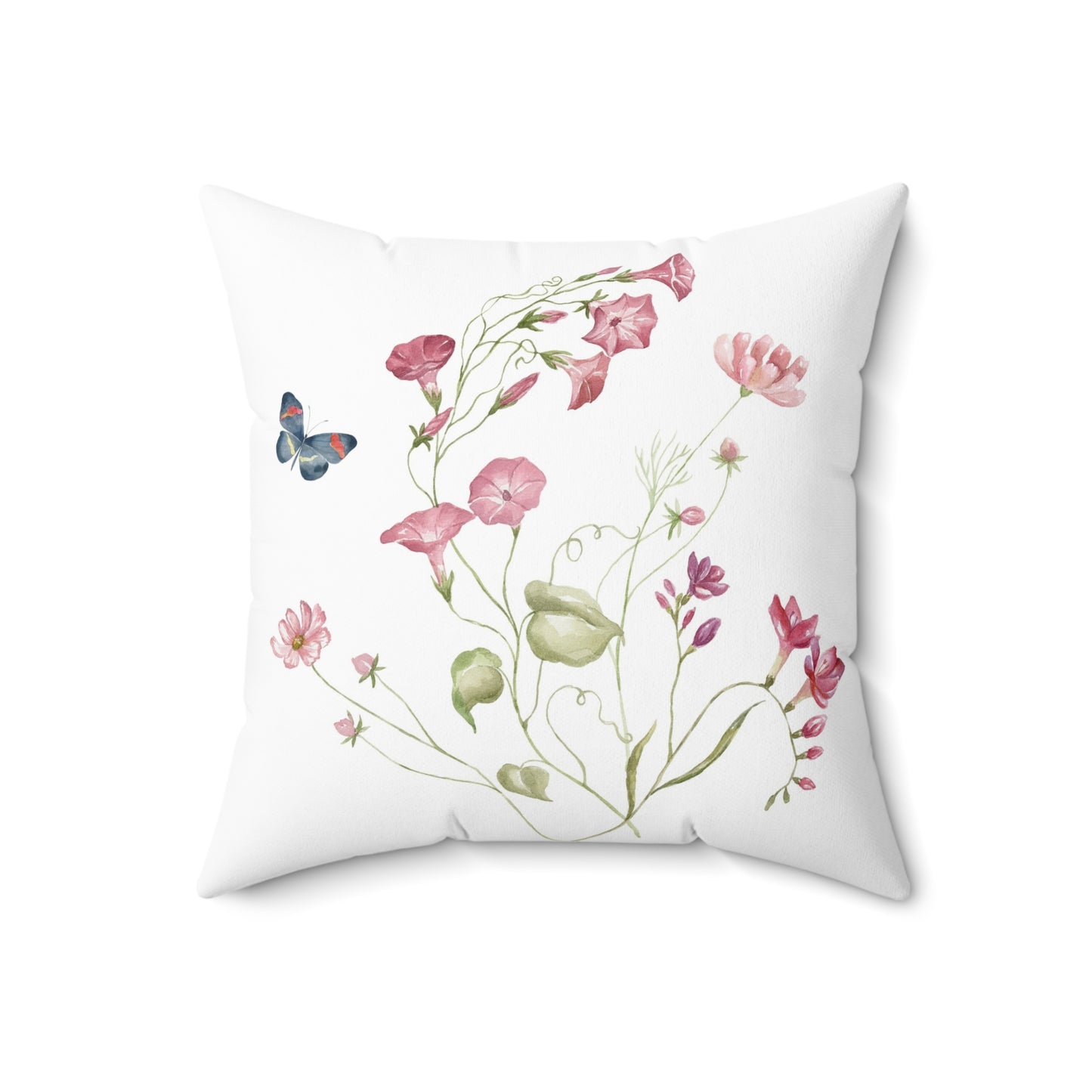 Pink Floral Spray Throw Pillow