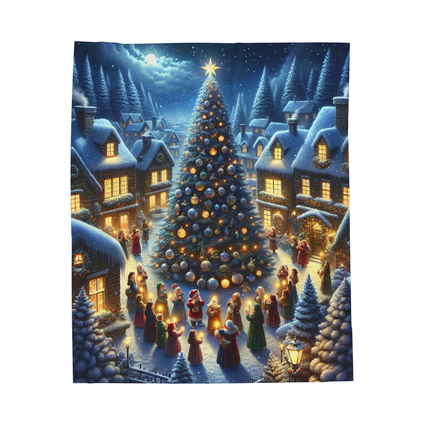 Town Square Christmas Velveteen Throw Blanket