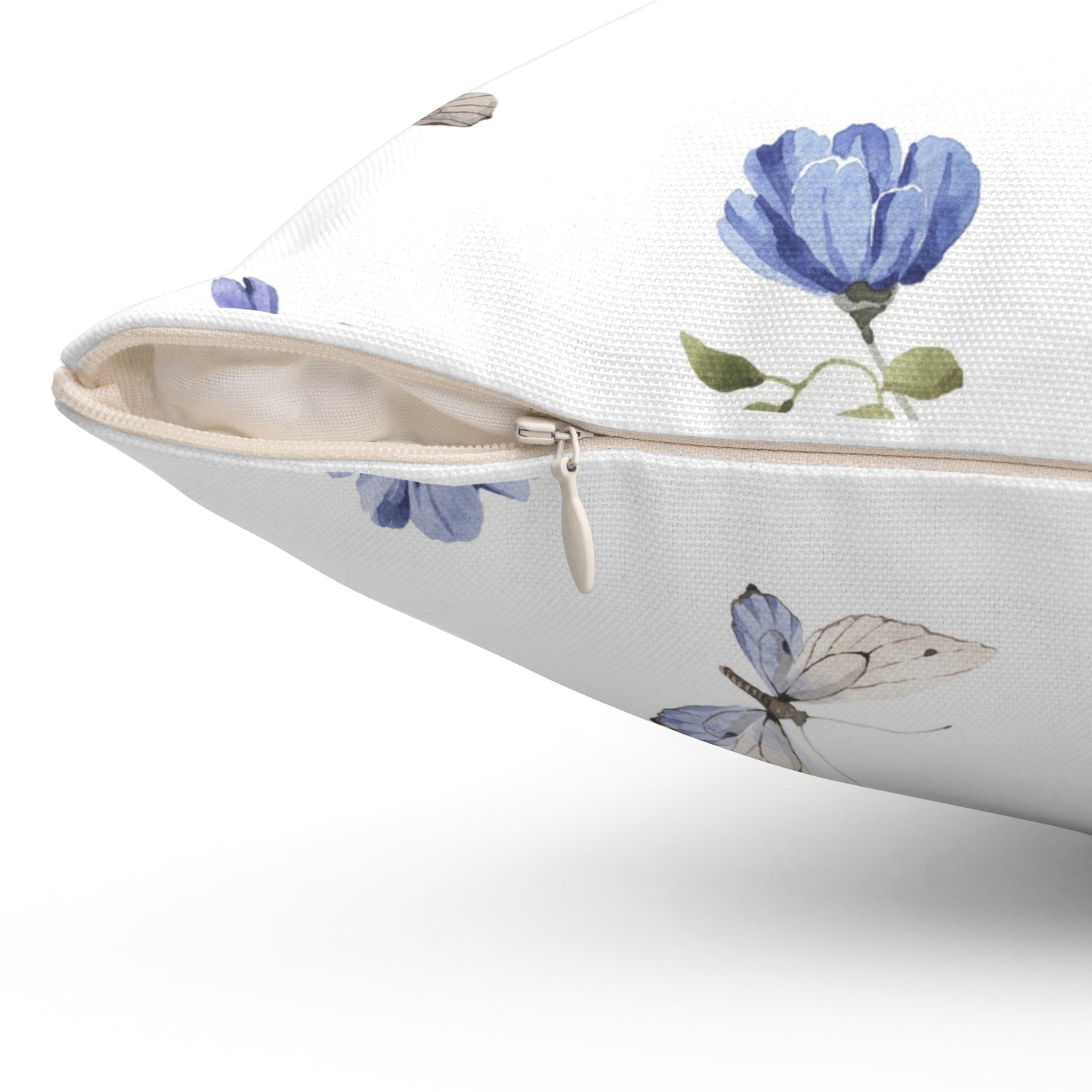 Blue Butterfly Floral Pillow