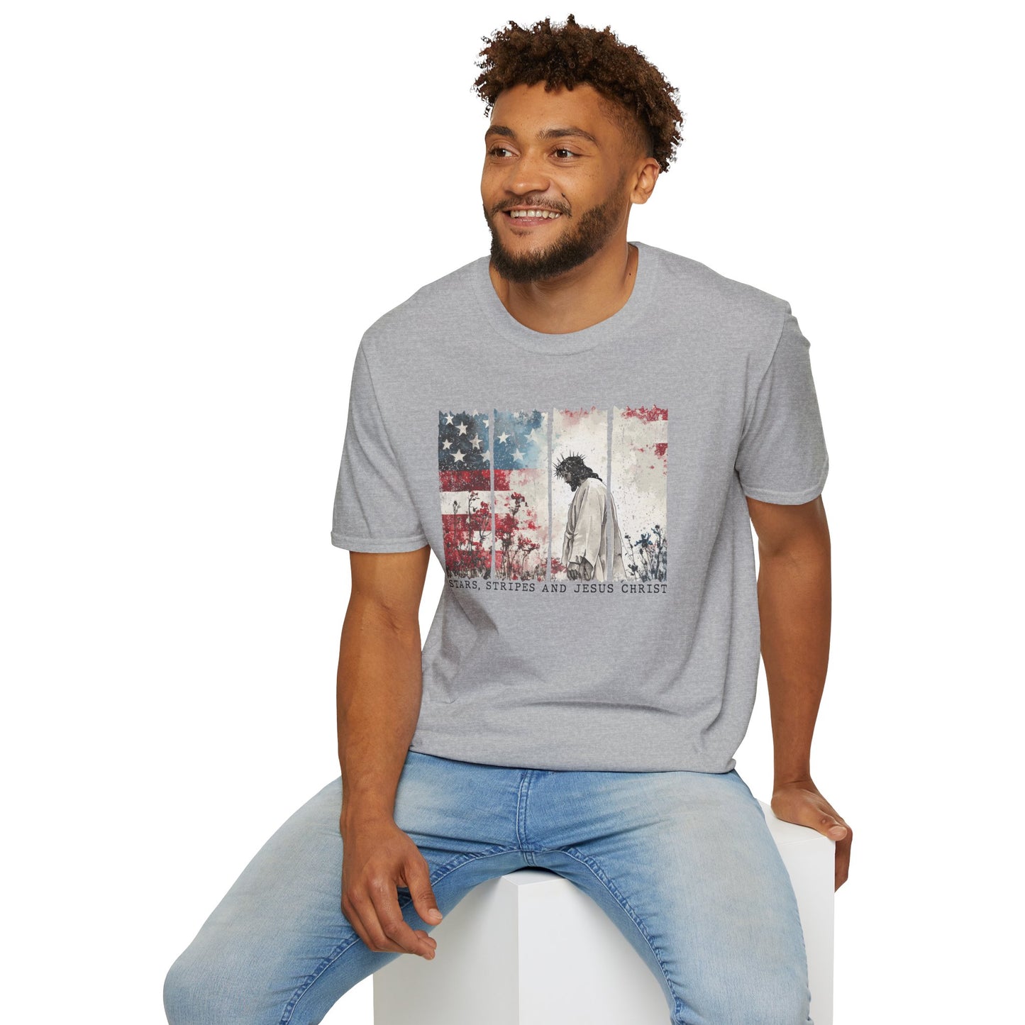 Jesus, Stars & Stripes Softstyle T-shirt