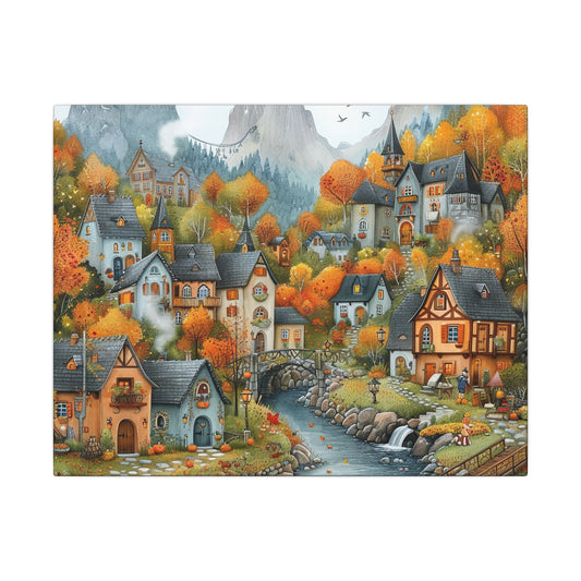 Charming Fall Village Canvas Collection #11